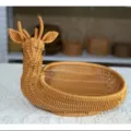 Rattan Woven Animal Fruit Basket Creative Deer Shaped Snack Storage Tray for Living Room Decor - Little Deer 33*23*10cm