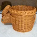 Panier de rangement créatif en imitation rotin tressé forme animal pour fruits et snacks. - Lapin rond dia. 19*H 16cm