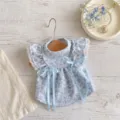 Robe pour animal de compagnie à fleurs avec volants et nœuds, vêtements légers pour chiens. - XS-Poitrine 30 dos 19 (Jusqu'à 3 jin) / Robe à fleurs de style français