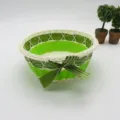 Panier de rangement tressé en plastique avec nœud vert pour bureau et organisation. - En forme de cœur n° 3 (l14*L16*H17 cm) / Rayures vertes
