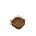 Detail view of a square imitation rattan storage basket with size marks for cutlery and fruit. - Square (K3) / 12x12x5cm