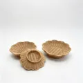 Handmade imitation rattan storage basket, scalloped edge fruit tray for desktop home decor. - Three-Piece Set / Flower Glue Color