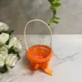 Mini woven flower basket, cute rattan pastoral storage basket, ideal for home decor. - 11x13cm / Orange