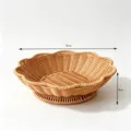 Imitation rattan woven fruit storage basket, scalloped edge desktop snack tray, 28cm - Small 22x6cm / Brown