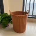Brown imitation rattan woven laundry basket large storage hamper for home living room toy organizer - 40x40cm / Brown