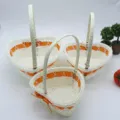 Ensemble de paniers de fleurs en osier, paniers de rangement de mariage en forme de cœur - Forme de cœur n° 3 (15*14*H17 cm) / Orange