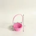 Pink mini imitation rattan hand basket pastoral style small flower basket props for decor - 9x15cm / Pink