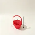 Mini panier en rotin imitation rouge style pastoral rangement de bureau fleur photo accessoire - 9x15cm / Rouge