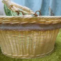 Imitation rattan storage basket with lace trim, ideal for fruit, bread, kitchen organizer. - Rectangular Small Size 40 * 30 * 18 cm / Off-White Rectangle
