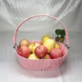 Cesta de almacenamiento tejida rosa para frutas regalo paquete asa contenedor organizador - Rosa Sólido