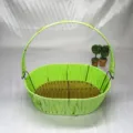 Cesta de mano tejida verde cesta de almacenamiento frutero cesta de regalo para uso diario - Verde sólido
