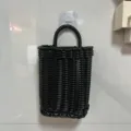 Cesta de almacenamiento de pared efecto ratan negro para cocina ajo cebolla y bano. - Estilo B Negro