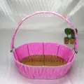 Cesta de mano tejida rosa cesta de frutas de mimbre con asa para embalaje de regalo - Rosa morado puro