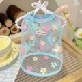 Leuke bloemen mesh huisdier hond vest, ademende puppy zomerkleding met madeliefje maat S. - XS-Borst 30 rug 19 (Tot 3 jin) / Blauwe bloemenjurk met vlindermouwen