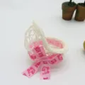 Mini plastic woven flower cart basket for wedding decor, DIY storage and desktop display. - 16 x 11.5 x 9.5 cm / Pink