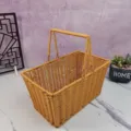 Rattan Geweven Opslag Mand Rechthoekige Draagbare Shopping Picnic Mand Bruin SKU - Geen Vakken / 30x17.5x15.5cm / Lichte Rotan Mix