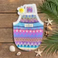 Summer island style knit pet vest for small dogs cats breathable beach sling apparel size - XS / Multicolor Blue