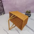 Geweven rattan opbergmand rechthoekig draagbare picknickmand voor thuis organisatie. - Geen Vakken / 30x17.5x15.5cm / Bruin