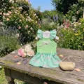Green dog dress puppy bow slip clothes summer pet apparel ruffles sweet cute outfit - XXS / Spring Field Green