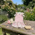 Pink floral pet dog dress summer cute puppy strap vest with ruffles and bows for small cats. - XXS / Sakura Pink