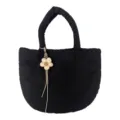 Schwarze gesteppte Damentasche, Wolken Handtasche mit Anhänger für Alltag und Arbeit. - Mit Anhänger / Schwarz