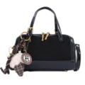 Bolso de hombro retro negro elegante con colgante de bellota de felpa para la moda de mujer - Con Colgante / Negro