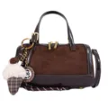 Bolso tipo almohada retro marrón oscuro para mujer, bolso cruzado elegante con bonito colgante. - Marrón