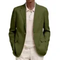 Men's olive green blazer business casual long sleeve lapel suit jacket spring autumn - S / Army Green