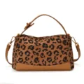 Vintage luipaard print schoudertas stijlvolle retro handtas voor dames mode nieuw - Luipaard Bruin