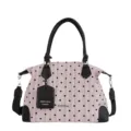 Retro polka dot shoulder bag for women, stylish crossbody handbag with top handles. - L / Pink