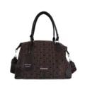 Retro polka dot plaid handbag for women, autumn new single shoulder crossbody bag. - L / Coffee