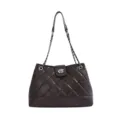 Klassische gesteppte braune Tasche mit Kettenriemen, Vintage-Stil große Umhängetasche für Damen. - Kaffee