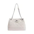 Damen Gesteppte Kette Umhängetasche Elegante Weiße Tote Schultertasche Designer Stil - Weiß