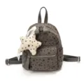 Japanischer niedlicher Sternen-Druck Mini-Rucksack Damen Mode lässige Freizeittasche - Mit Anhänger / Dunkelgrau
