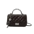 Borsa a tracolla trapuntata chic da donna, elegante borsa crossbody in pelle PU. - Marrone