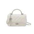 Borsa a tracolla trapuntata bianca da donna elegante borsa in pelle PU con chiusura metallica. - Bianco