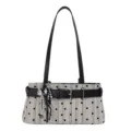 Retro stippen schoudertas met riemgesp chique okseltas voor dames dagelijkse mode - Met Hanger / Beige