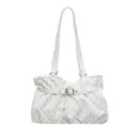 Bolso de hombro blanco con lunares para mujer, elegante bolso de mano con gran capacidad. - Blanco Roto