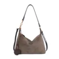 Stylish suede underarm shoulder bag for women casual daily handbag with chic woven pendant - Green