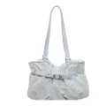Bolso de hombro de lunares azul claro para mujer, diseño elegante con volantes para uso diario. - Gris