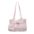 Bolso de hombro de lunares rosas para mujer, bolso plisado informal con doble correa. - Rosa