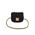 Kids black matte crossbody bag with gold chain strap, stylish and cute small shoulder bag. - Black