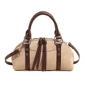 Bolso de mano para mujer diseño retro textura ante trabajo diario bandolera hombro marrón - Con Colgante / Gris Piedra