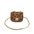 Leopard Print Crossbody Bag Small Suede Shoulder Bag with Gold Chain and Clasp for Girls - Leopard Brown