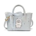 Light blue star studded handbag cute bow plush bear shoulder crossbody bag for women - Astronaut Blue