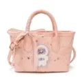 Pink cute women crossbody bag with star studs and astronaut bear patch for daily fashion use - Pink Astronaut