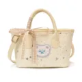 Beige Women Handbag Cute Bear Patch Star Rivet Crossbody Bag Casual PU Leather Shoulder Bag - Pink Ear White Bear White