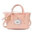 Pink cute star handbag for women, fashion casual shoulder crossbody bag with bear plush patch. - Pink Ear White Bear Pink