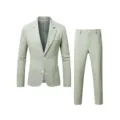 Men's suit set solid color two-piece blazer and trousers for business wedding formal wear. - S / Green