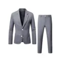 Abito uomo grigio 2 pezzi tinta unita giacca slim e pantaloni per lavoro matrimonio. - Taglia S / Grigio scuro